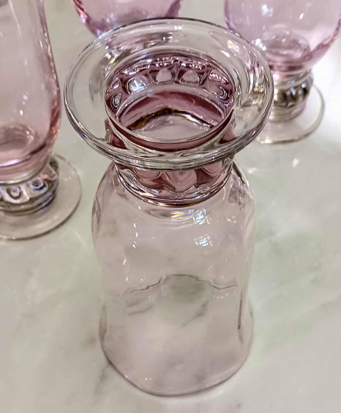 Set Of 4 Gorham Crystal Rose Serenade Rare Pink Highball Glasses