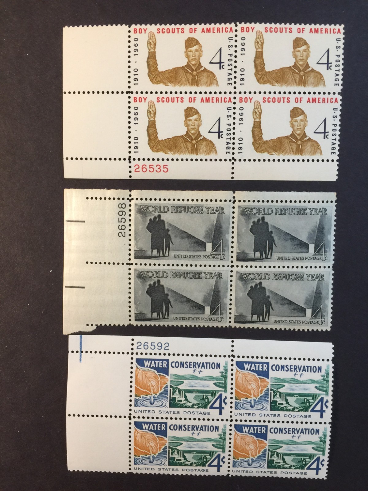 USA, 1145, 1149, 1150, PLATE BLOCKS, MINT, NH, VINTAGE COLLECTION