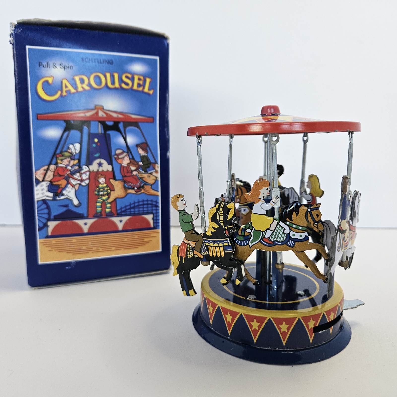 Vintage Schylling Horse Pull & Spin Carousel Collector Series In Box!