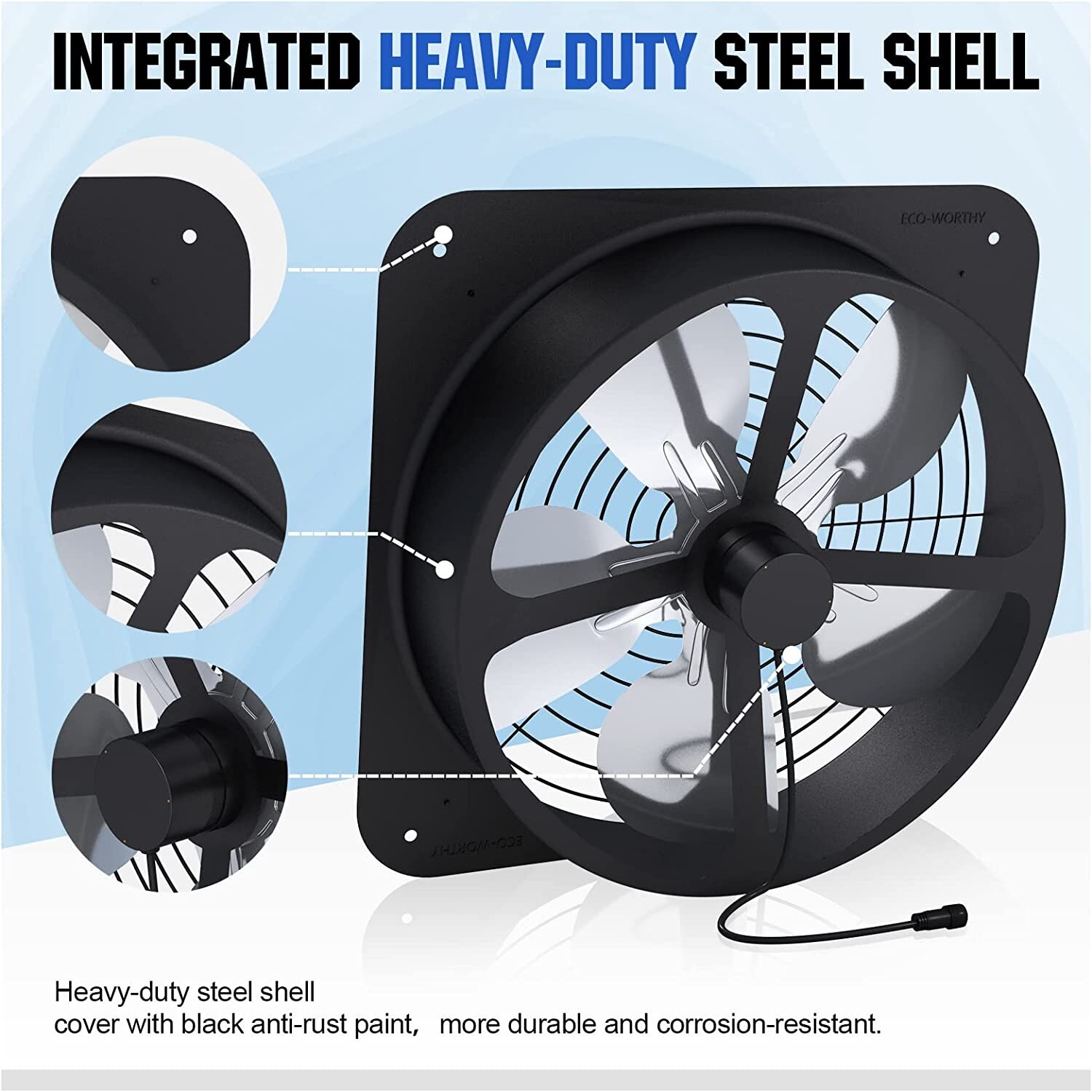 25W Solar Powered Attic Ventilator Gable Roof Vent Fan with 30W Foldable Solar