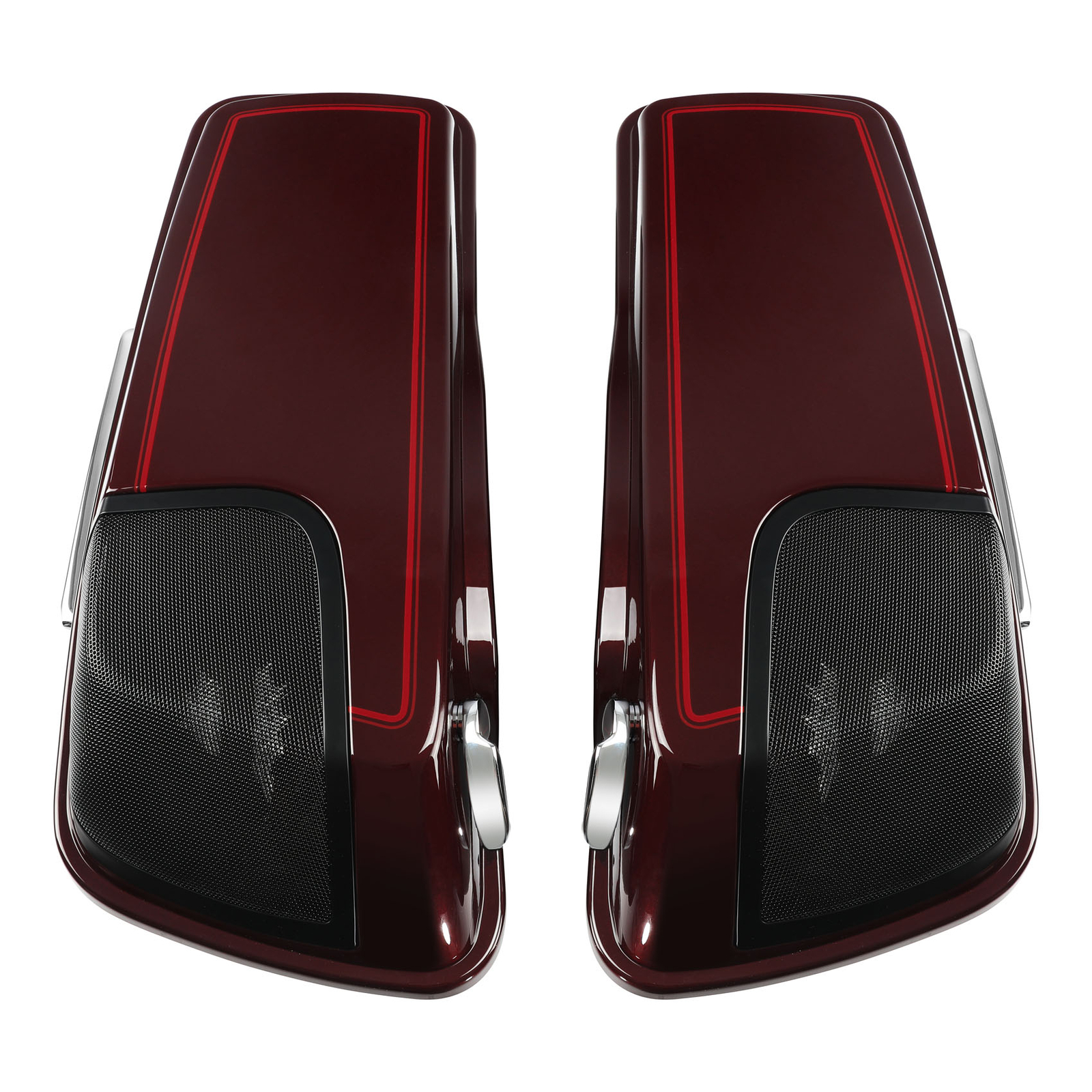 4" Stretched Hard Saddlebags For Harley Touring 2014-2024 Mysterious Red Sunglo