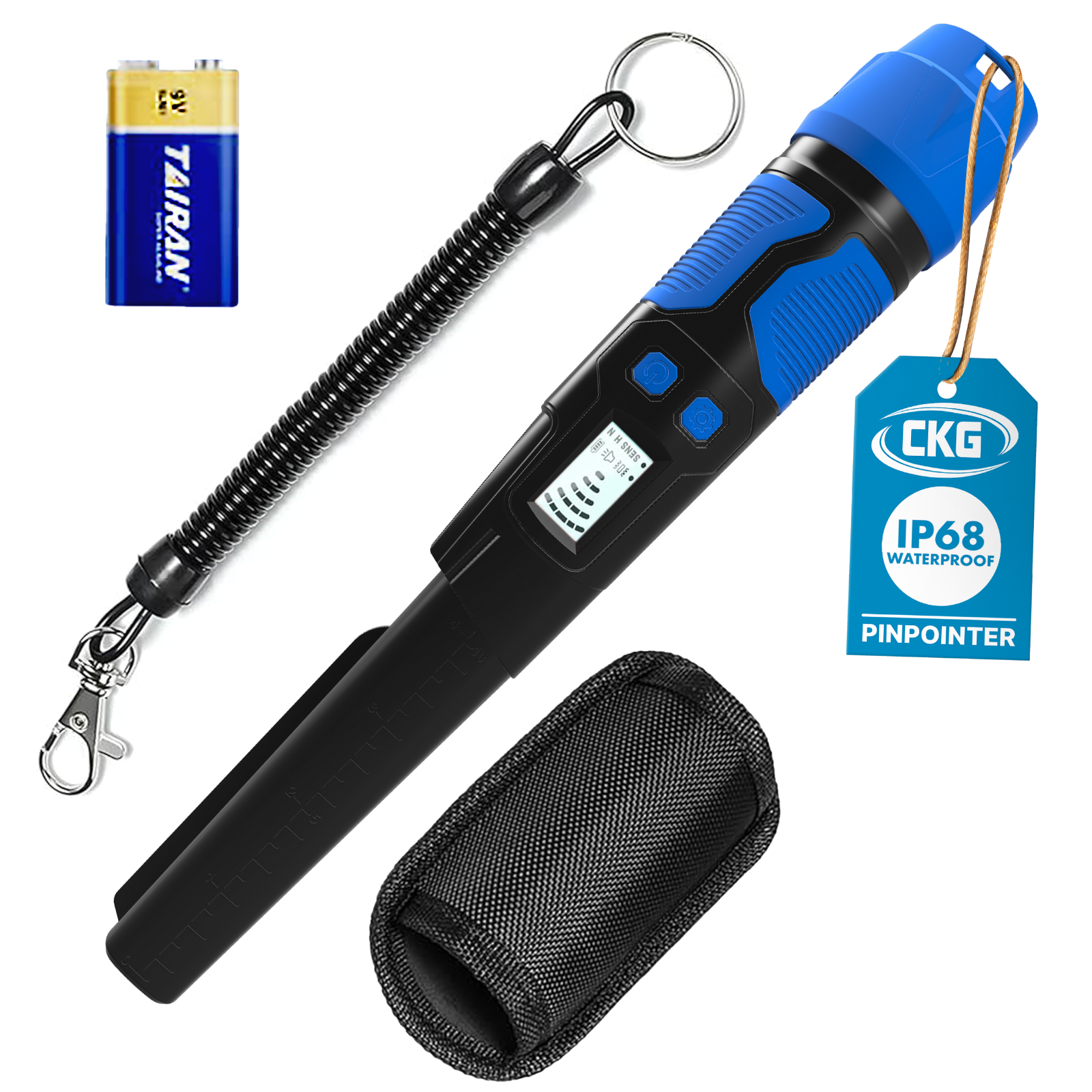 CKG Metal Detector Pinpointer 360° Detection, Fully Waterproof IP68, Color Blue