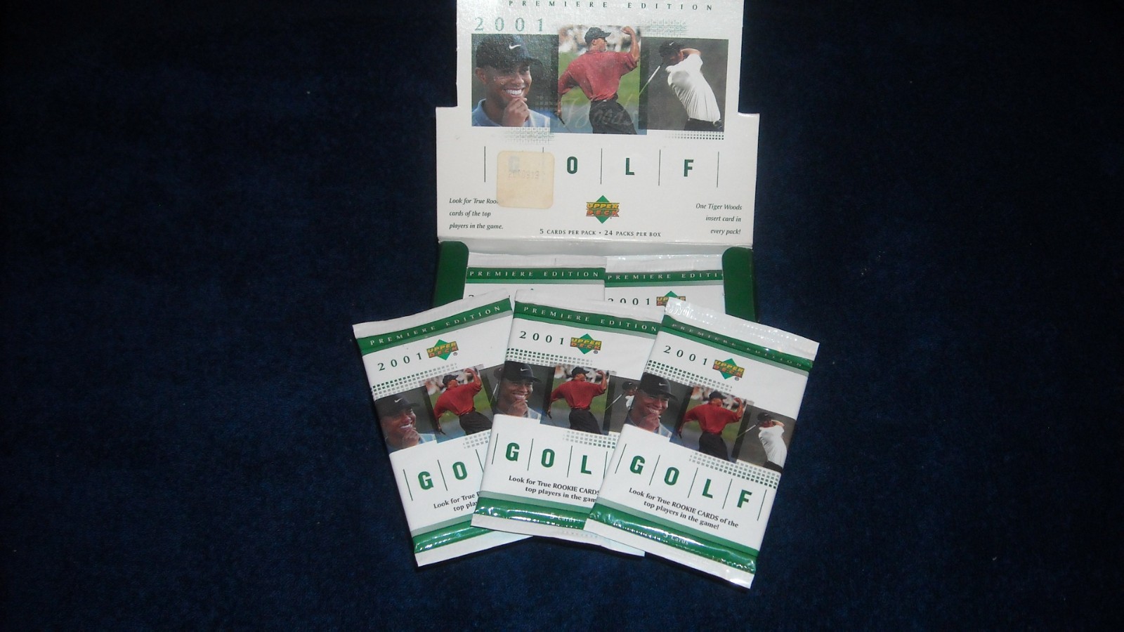 2001 UPPER DECK GOLF FACTORY SEALED GREEN HOBBY PACKS TIGER'S RC YR**3 PACKS**!