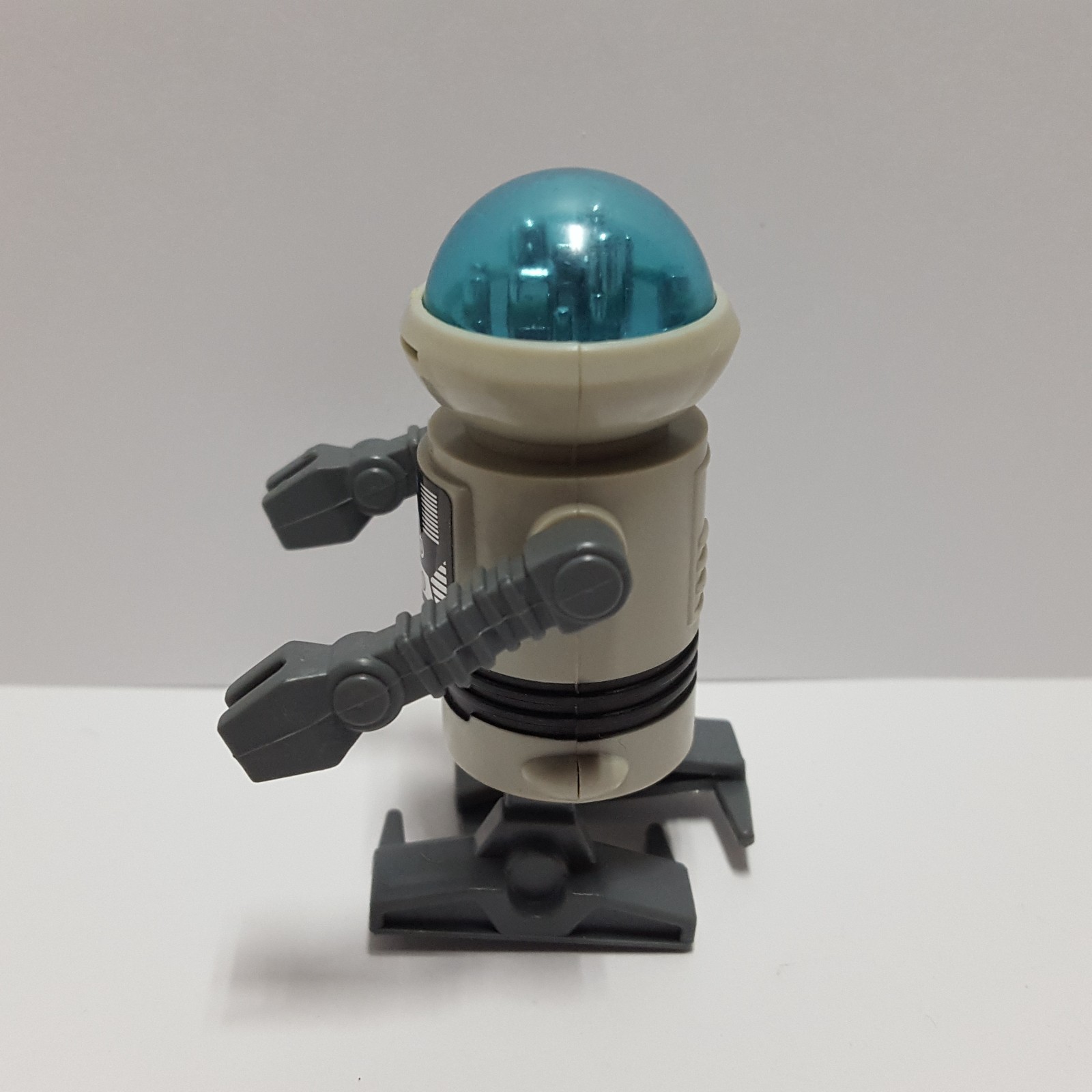 Vintage TOMY Pocket Bots GREY Wind Up Robot w/ Blue Clear Dome - DISPLAY ONLY