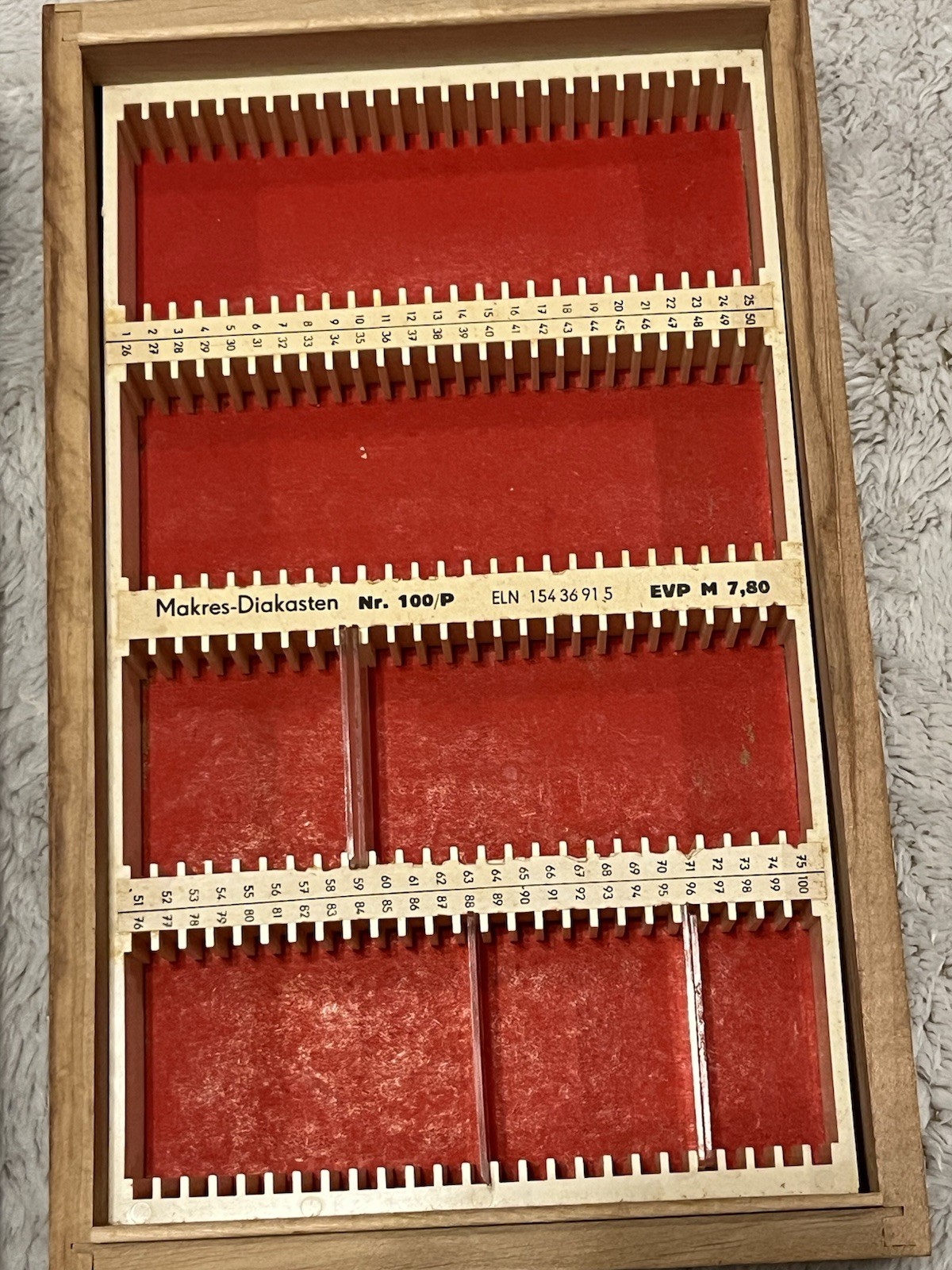 Vintage Wooden Microscope Slide Box Makres-Diakasten - Holds 100 Slides