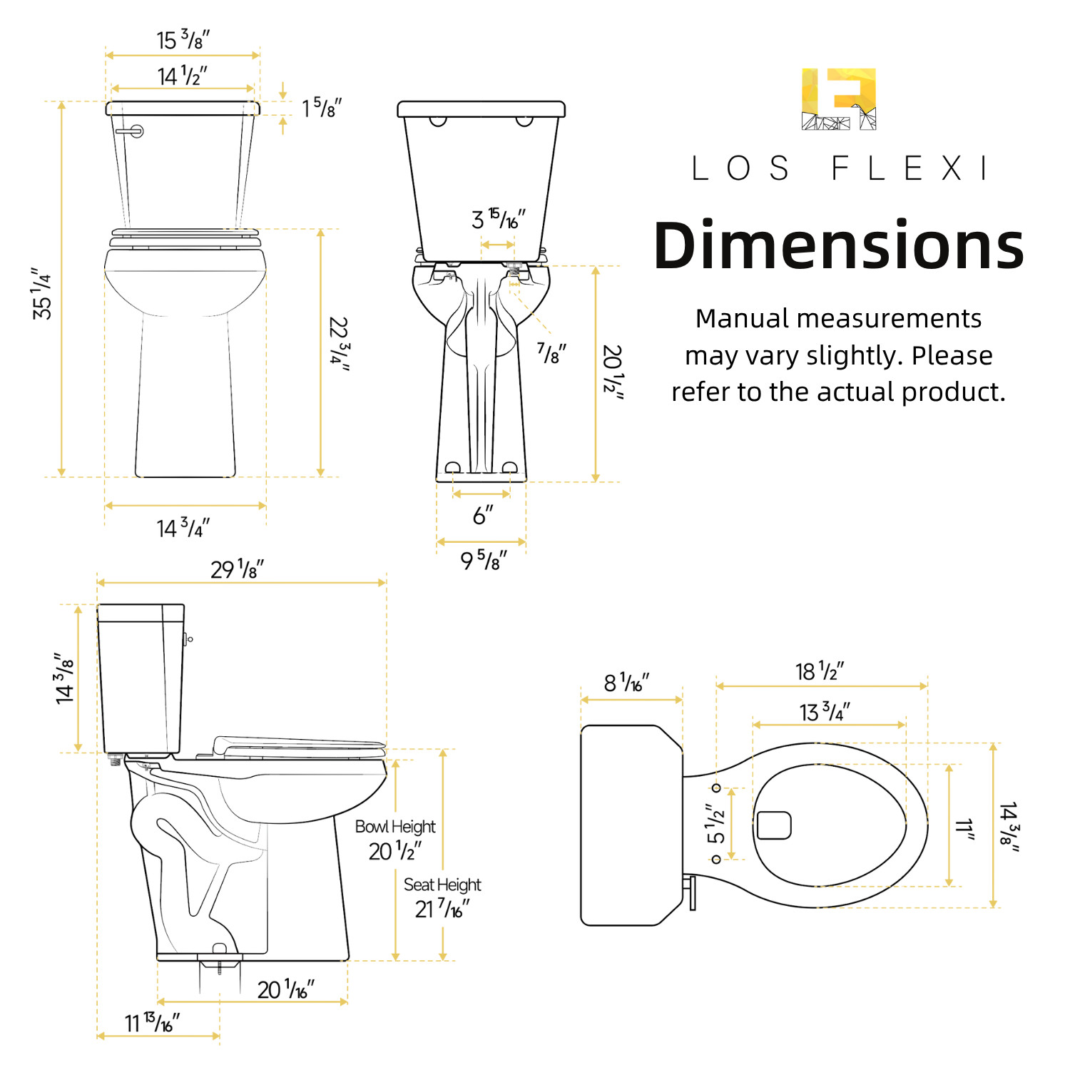 21" Extra Tall Toilet for Seniors, Elongated Bowl, 1.28 GPF, Soft-Close Seat