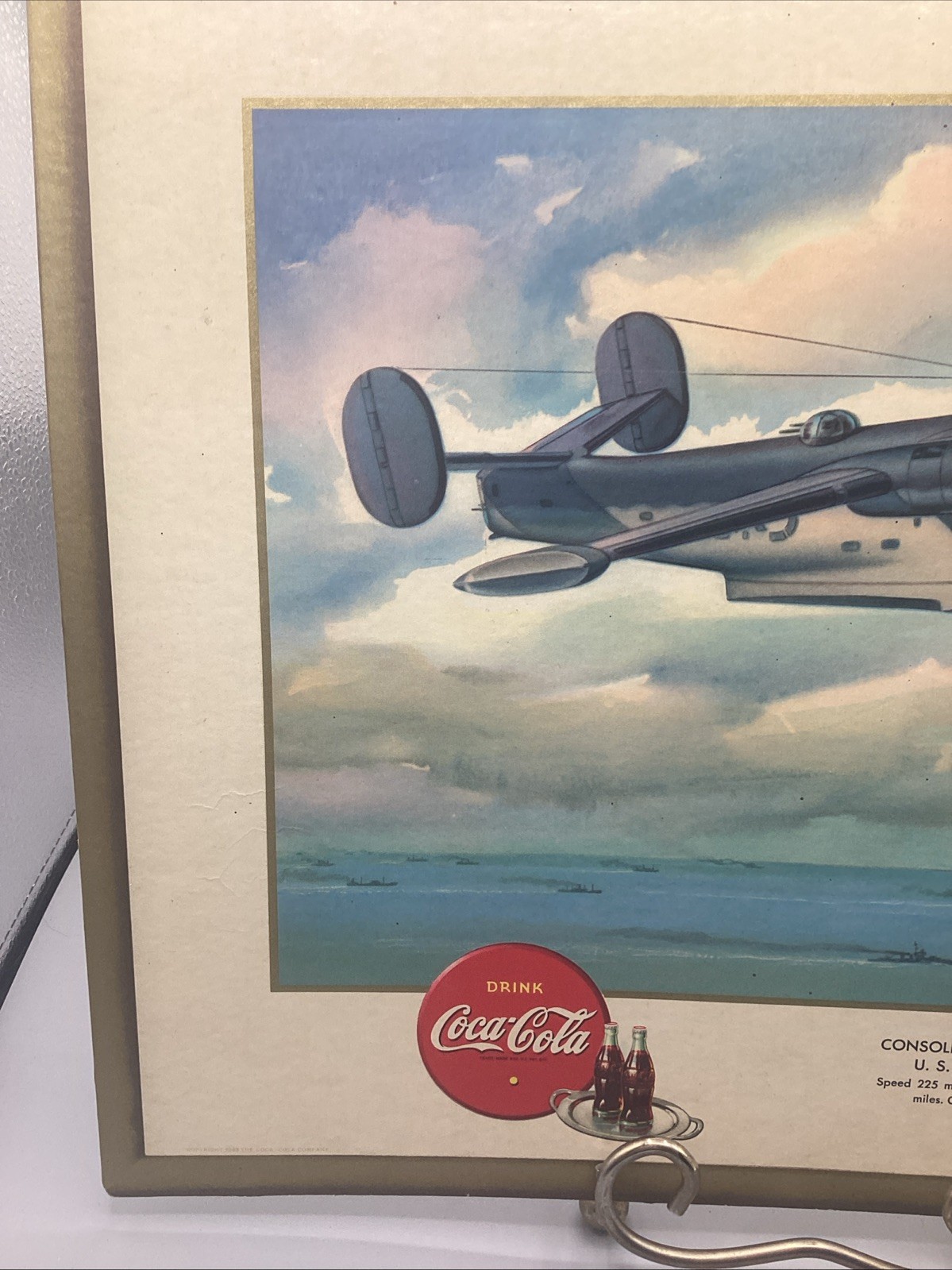 Original 1943 Coca-Cola WW 2 Coronado PB2Y-2 Navy Patrol Bomber Advertising Sign