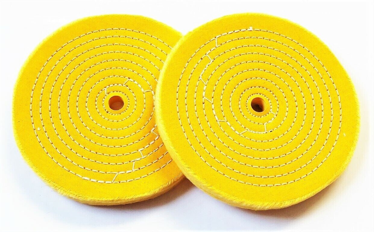 2 PTC 6" SEWN BUFFING WHEEL PAD STIFF FIRM 1/2" ARBOR BENCH GRINDER POLISH #4156