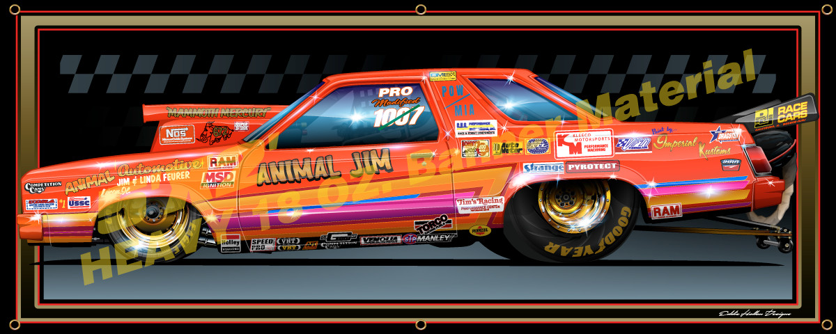 Animal Jim Feurer Pro Mod Mercury Shop Banner 5'X2' 18oz w grommets (004)