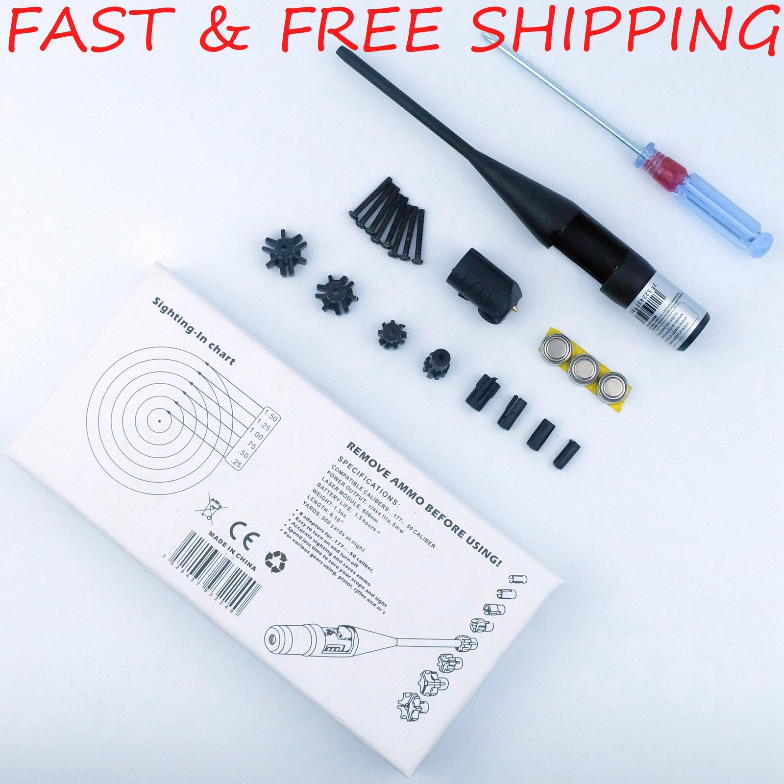 Tactical .177 to .50 Caliber Rifle Zero Laser Bore Sighter kit Bore Sighter Gun