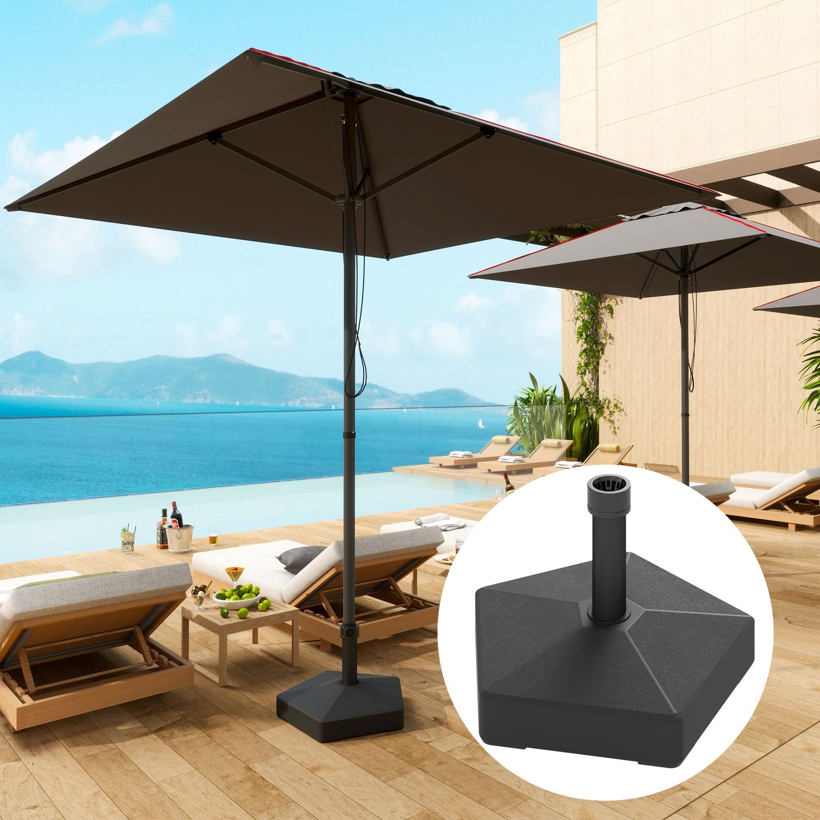 Outdoor Patio Umbrella Base Stand Heavy Duty Fillable 42lbs Garden Pool Black