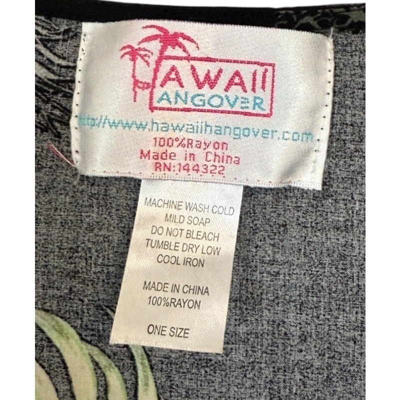 Hawaii Hangover Kimono Women 3XL Black Floral Pineapple Vacation Summer