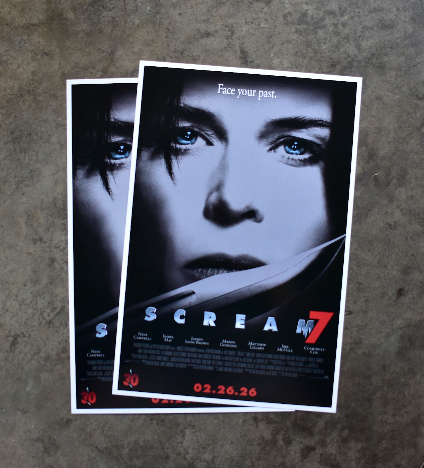 SCREAM 7 MOVIE POSTERS (2) ORIGINAL OPENING NIGHT 2/26/26 NEW 18x12 MINT