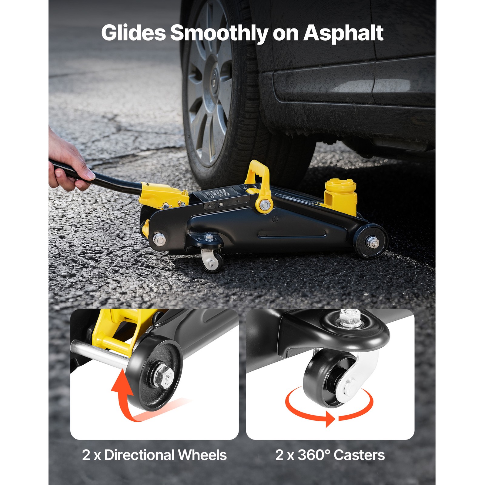 2 Ton Low Profile Floor Jack Single Piston Hydraulic Car Jack with 2 Jack Stands