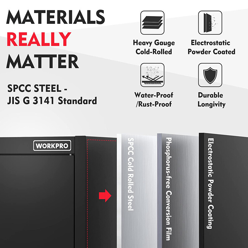 WORKPRO Storage Cabinet Metal Garage Cabinets Tall Locking Steel Cabinet 900 LBS