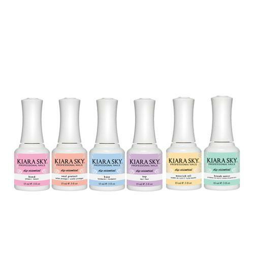Kiara Sky Dipping Essentials 0.5 oz (Bond, Base, Seal, Top, Oil, Brush Saver).