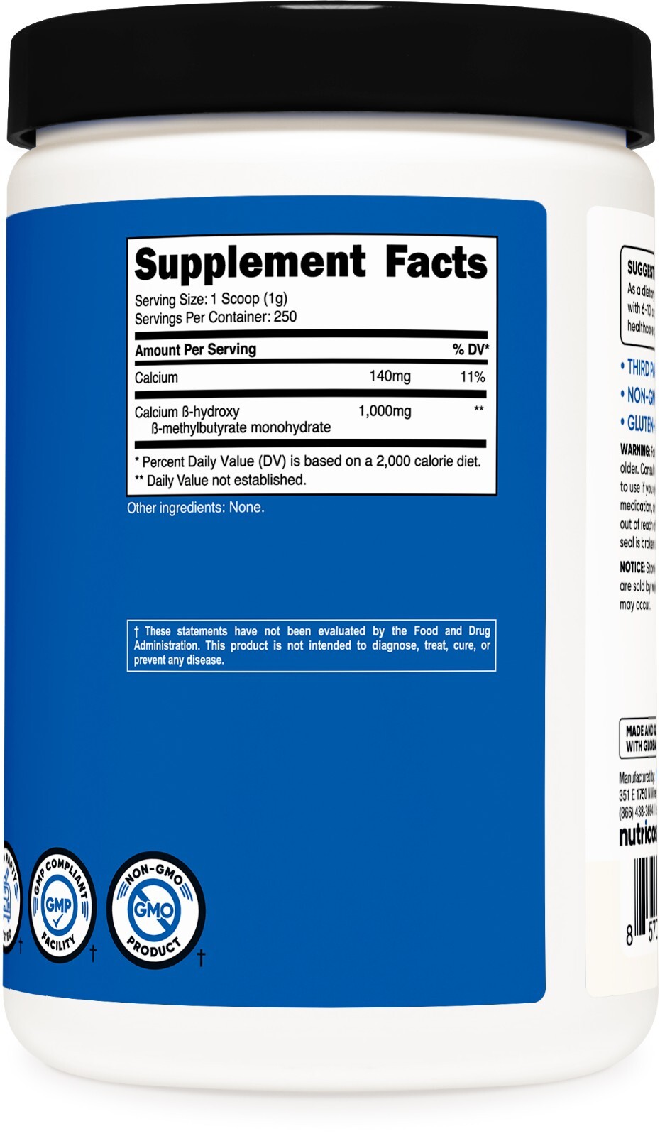 Nutricost HMB Powder (Beta-Hydroxy Beta-Methylbutyric) 250 Grams