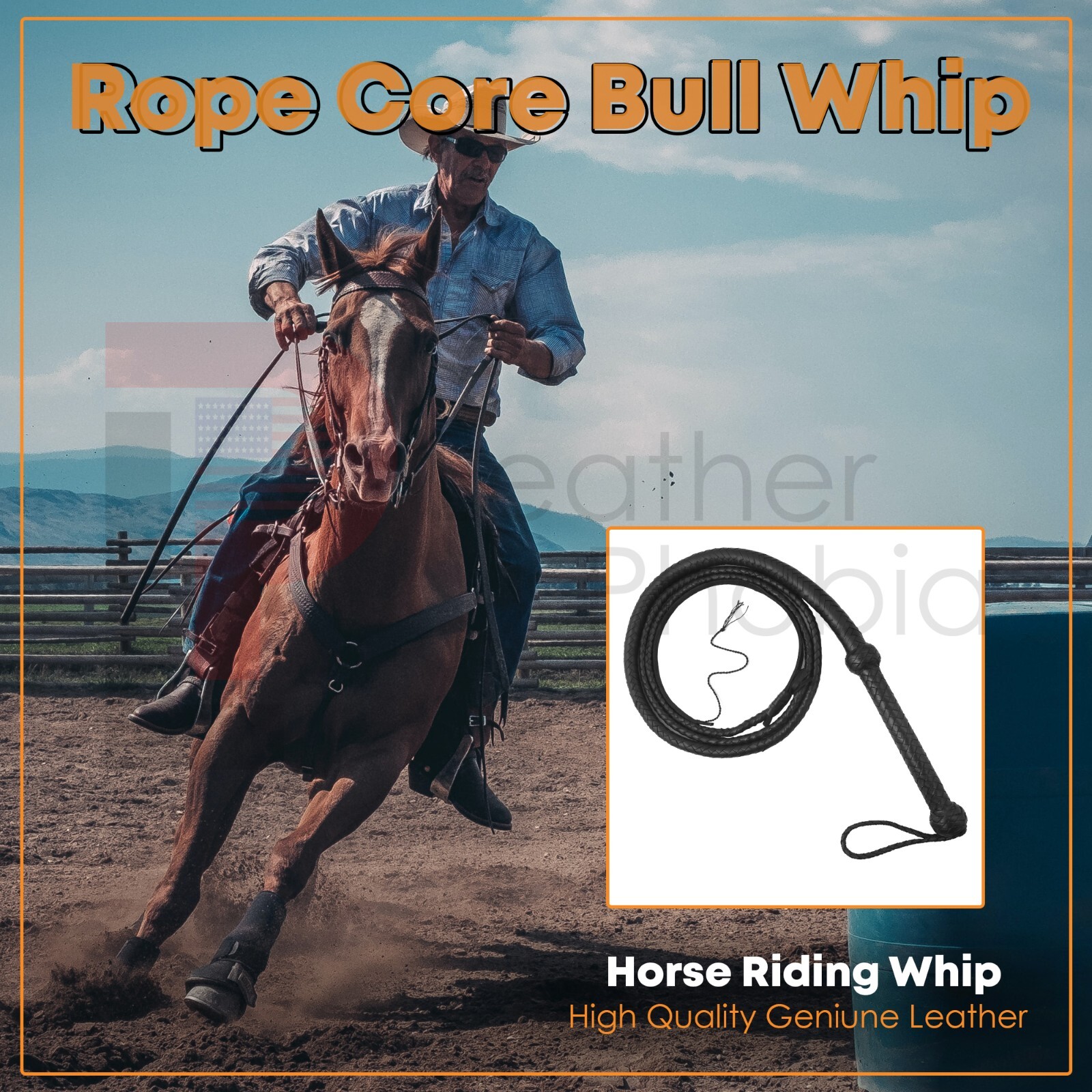 Cow Hide Leather BULL WHIP 04 to 08 Feet Long 12 Plaits Black Indiana Jones Whip