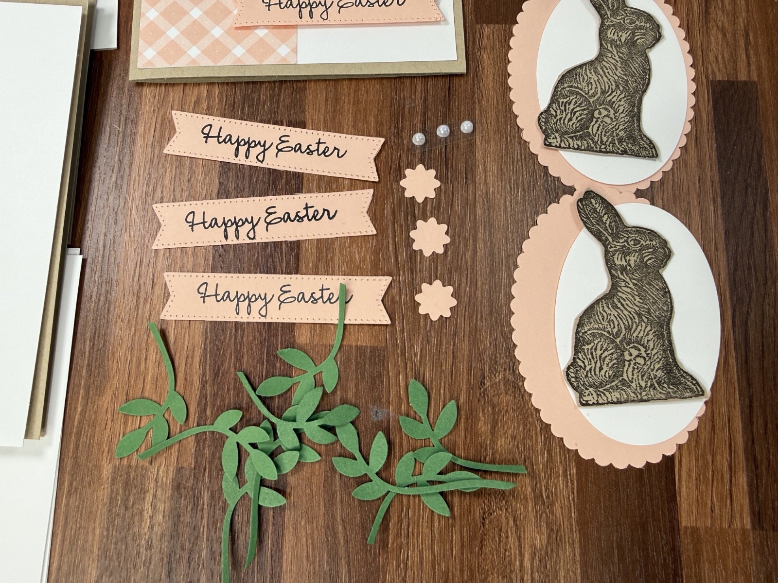 Stampin' Up! Card Kit HAPPY EASTER Chocolate Bunny Floral Plaid - Makes 4 Cards