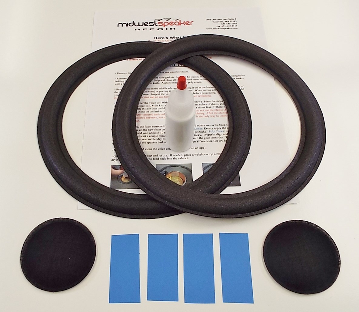 Advent 4002 5002 5012 10" Woofer Refoam Kit -Speaker Repair w/ Shims & Dust Caps