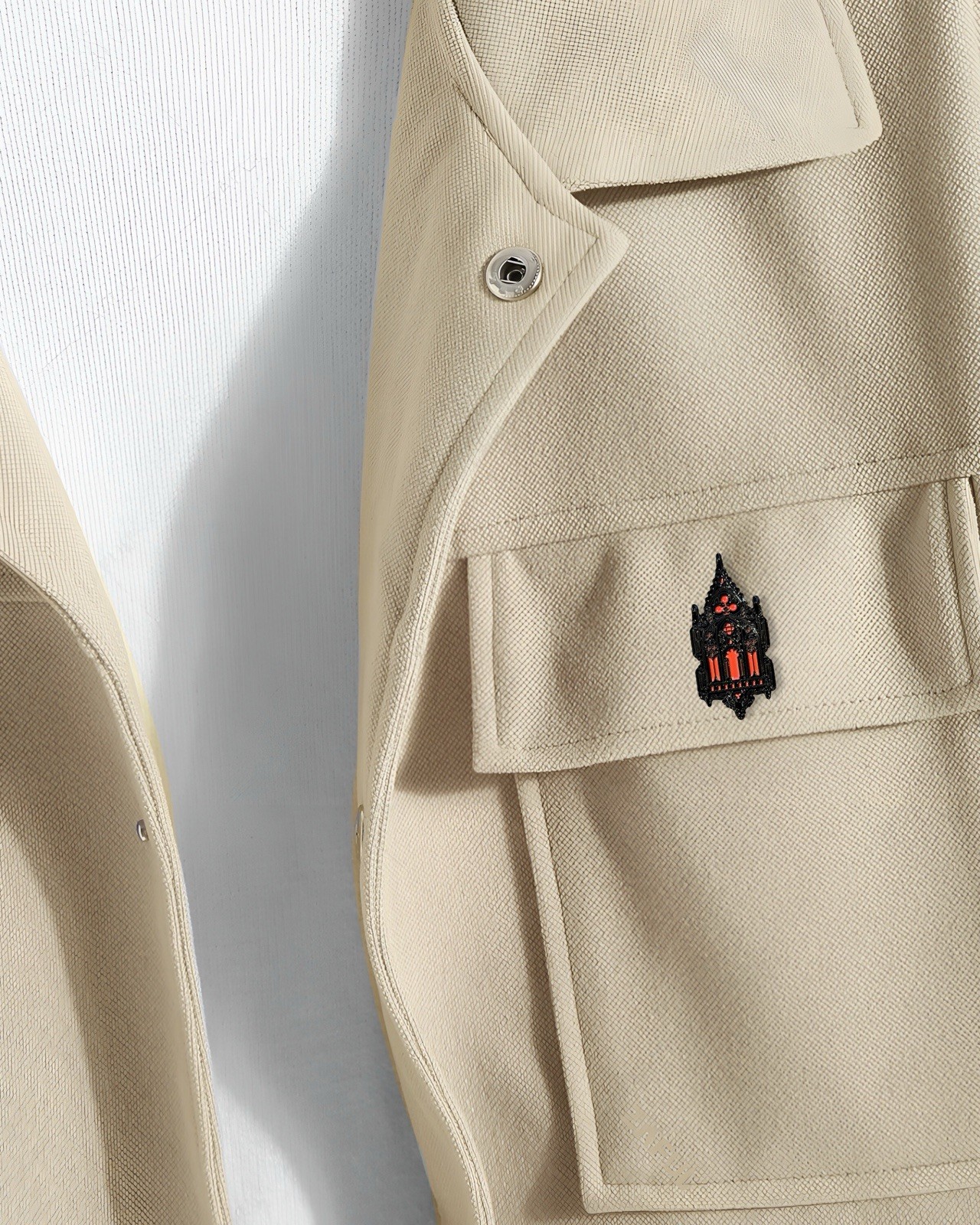 Gothic Cathedral Stained Glass Enamel Pin - Red & Black Unique Gothic Elegance