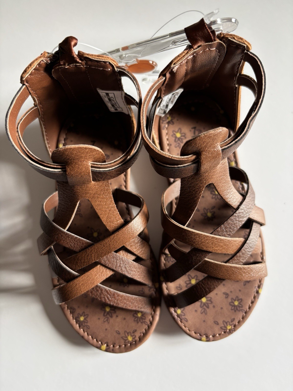 Carters Sz 7 Toddler Girls Strappy Sandals Style: Natalie - Color: Brown NEW $36