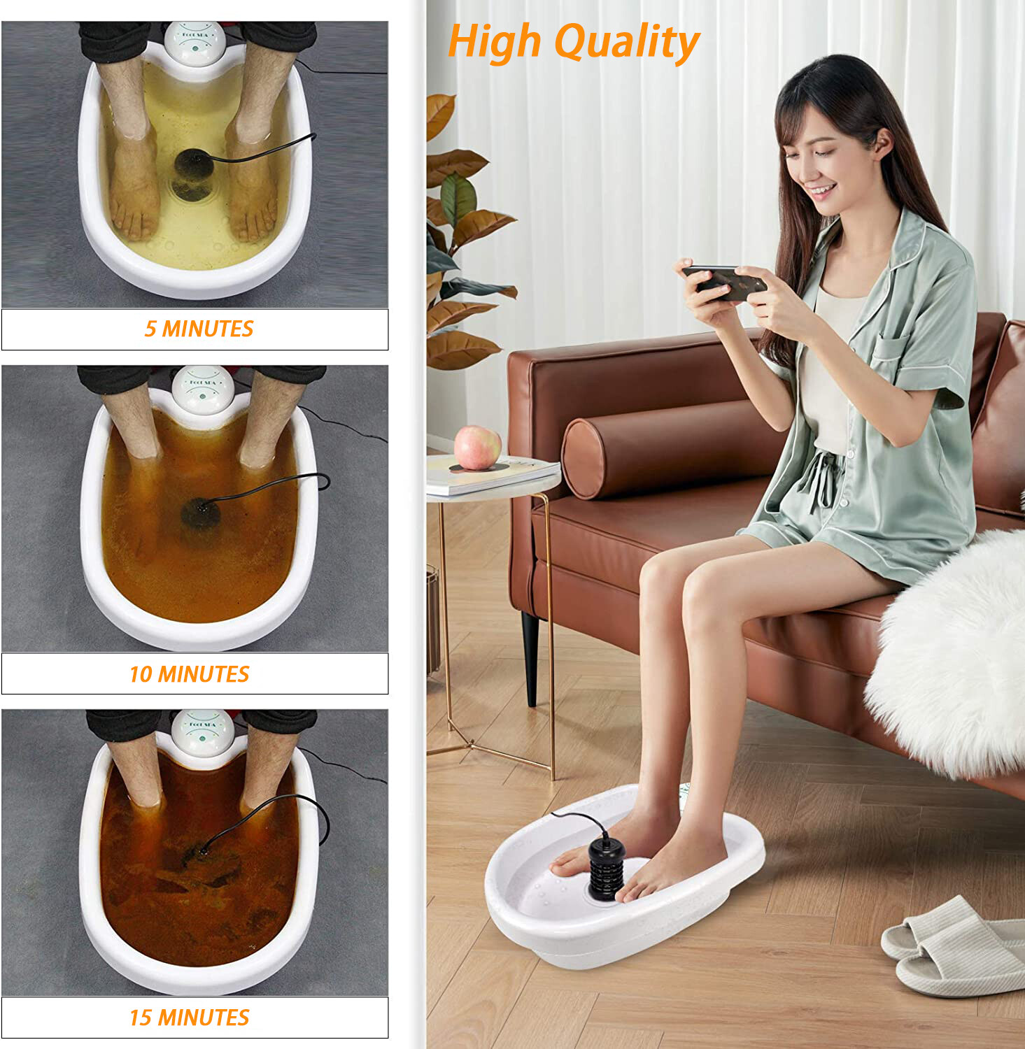 2 Ionic Detox Foot Spa Bath Array Round Stainless Steel Arrays Machine For Salon