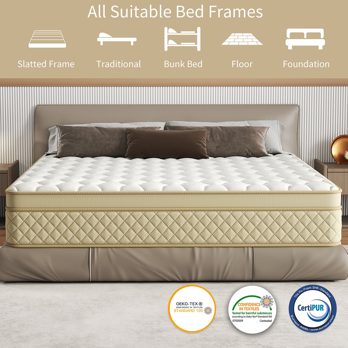 12" 14" Hybrid Mattress Gel Memory Foam Springs Twin Full Queen King In A Box