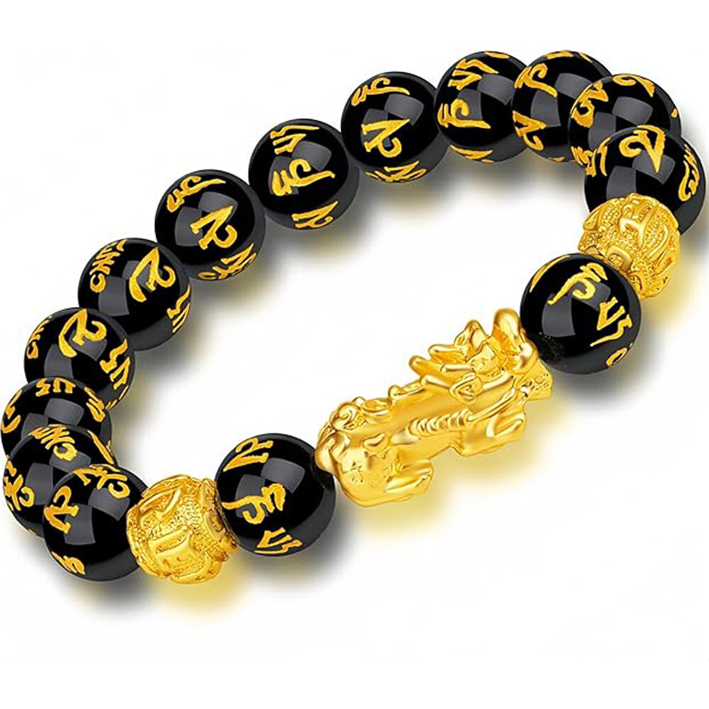 Feng Shui Black Obsidian Beads Pixiu Bracelet Attract Wealth Good Luck Jewelry