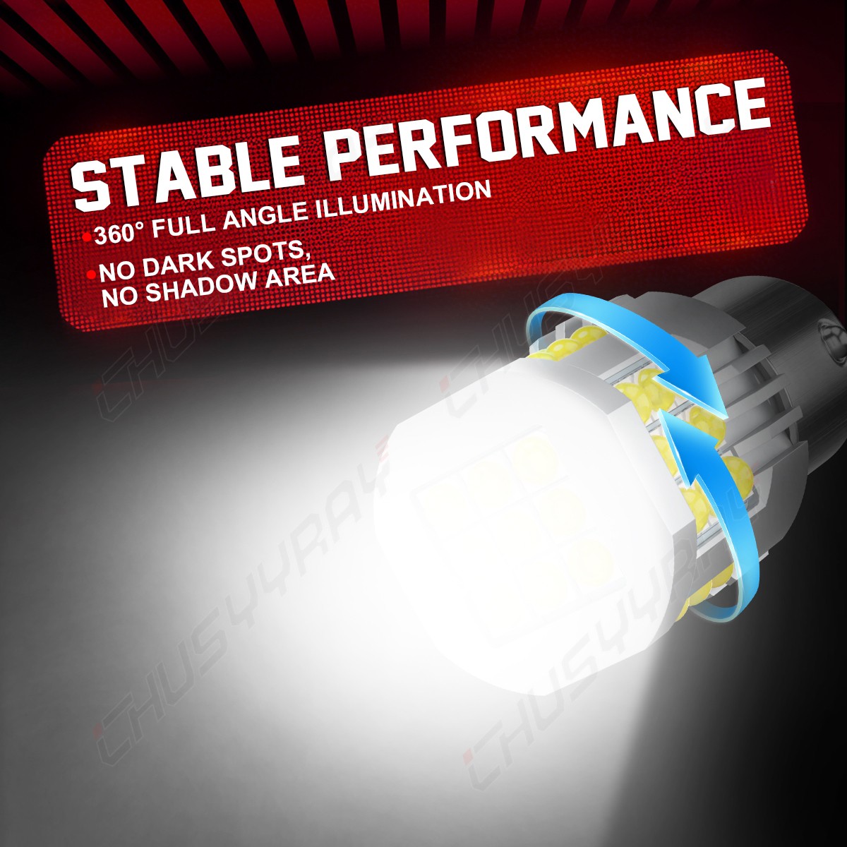 2800 Lumens 1156 High Power 3030 Chips LED White Reverse Back Up Light Bulb