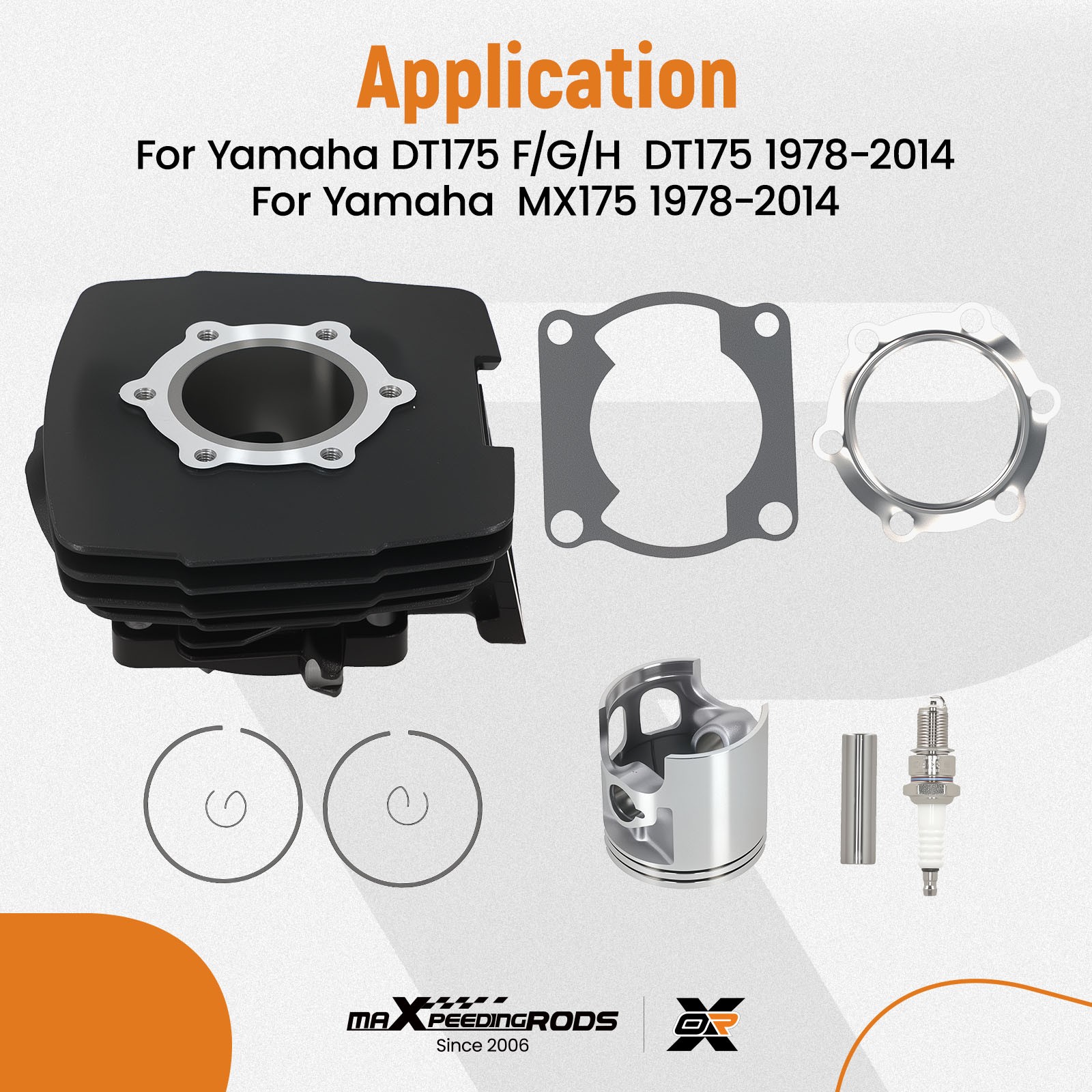 Cylinder Piston Gasket Top End Rebuild Kit 66mm For 1978-1981 Yamaha DT175