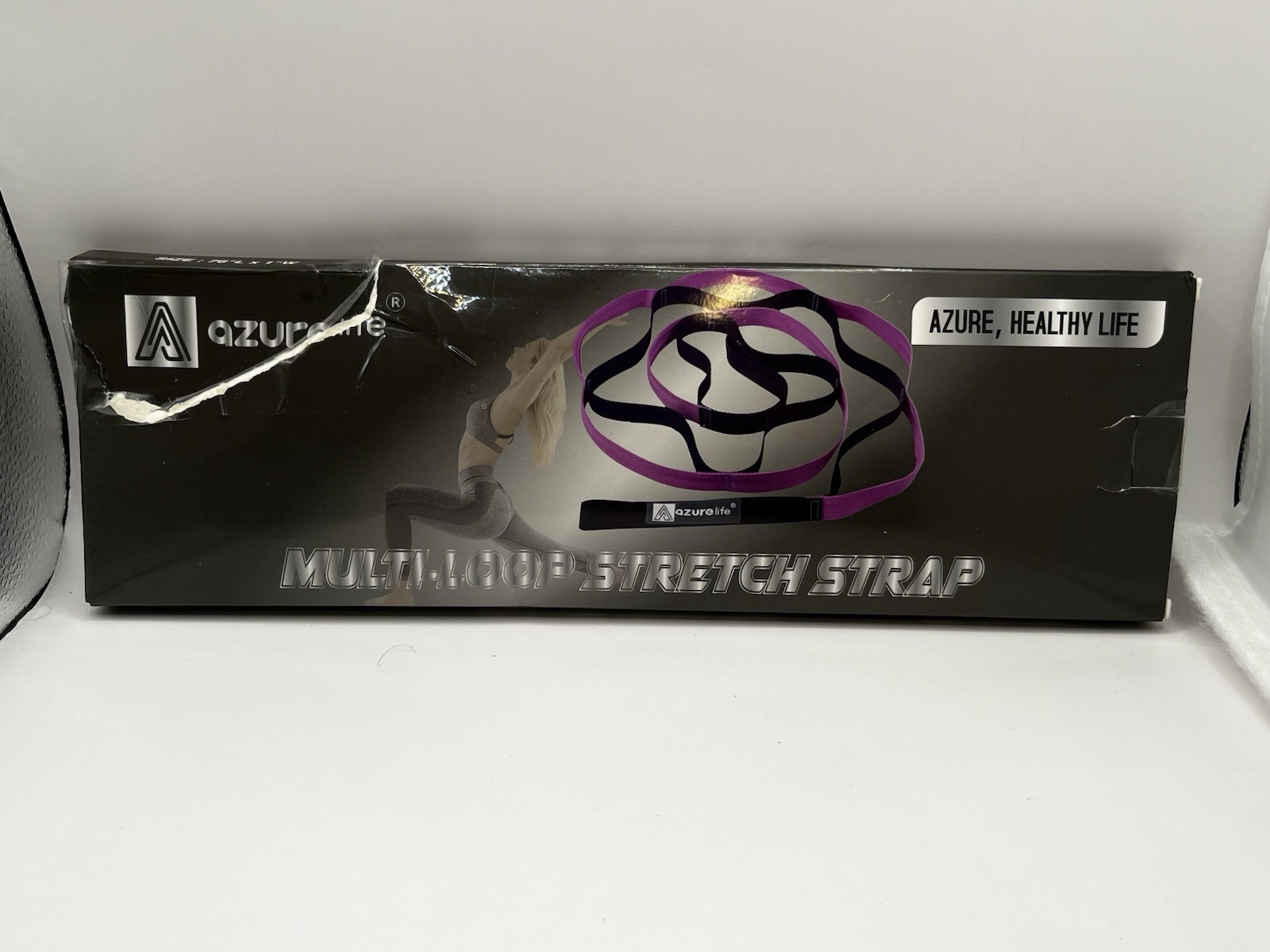 AZURELIFE Stretch Strap with 11 Loops, Elastic Stretching Strap Band Green