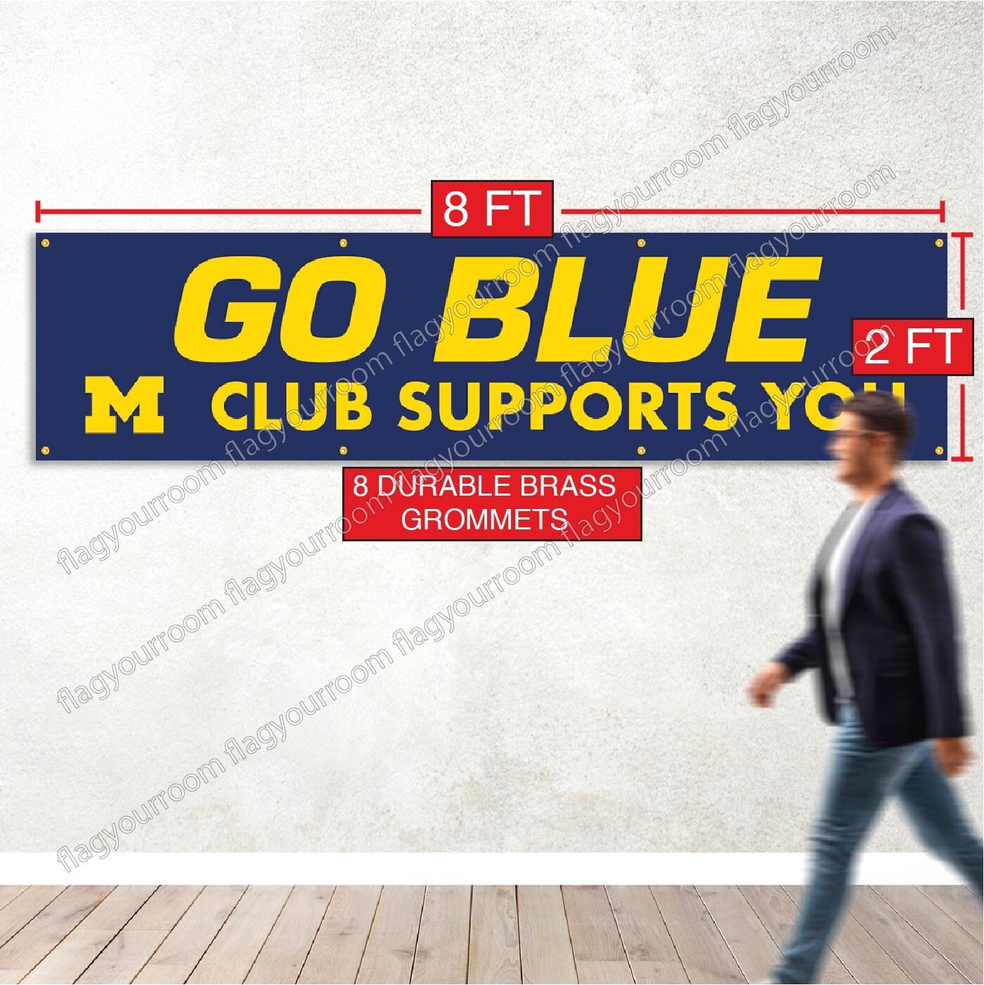 Michigan Wolverines 2x8 Banner Flag GO BLUE Man Cave FREE Shipping