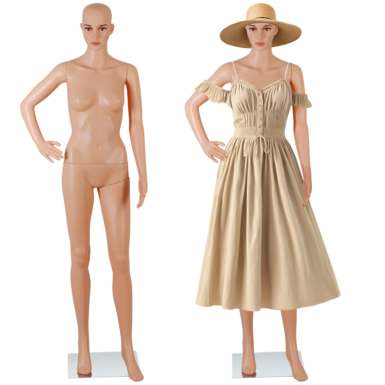 69 Inch Female Mannequin Full Body Dress Form Detachable Mannequin Stand w/Base