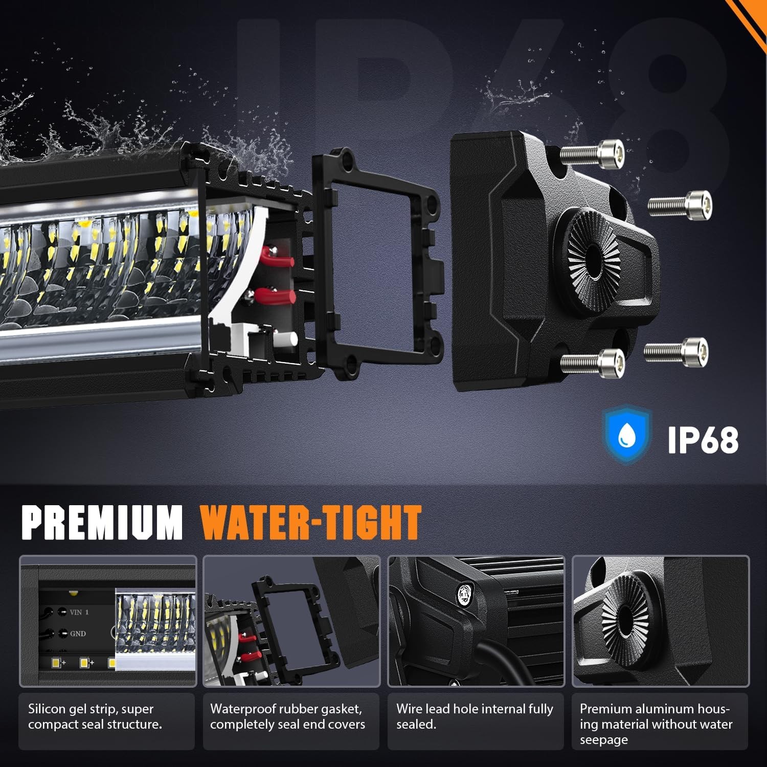 Nilight 50.5 Inch LED Light Bar with Amber DRL 210 W Single Row Flood Spot Combo
