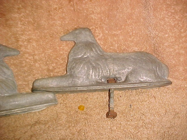 VINTAGE MATCHED SET OF 2 HURRICANE FENCE METAL GATE TOPPERS ***