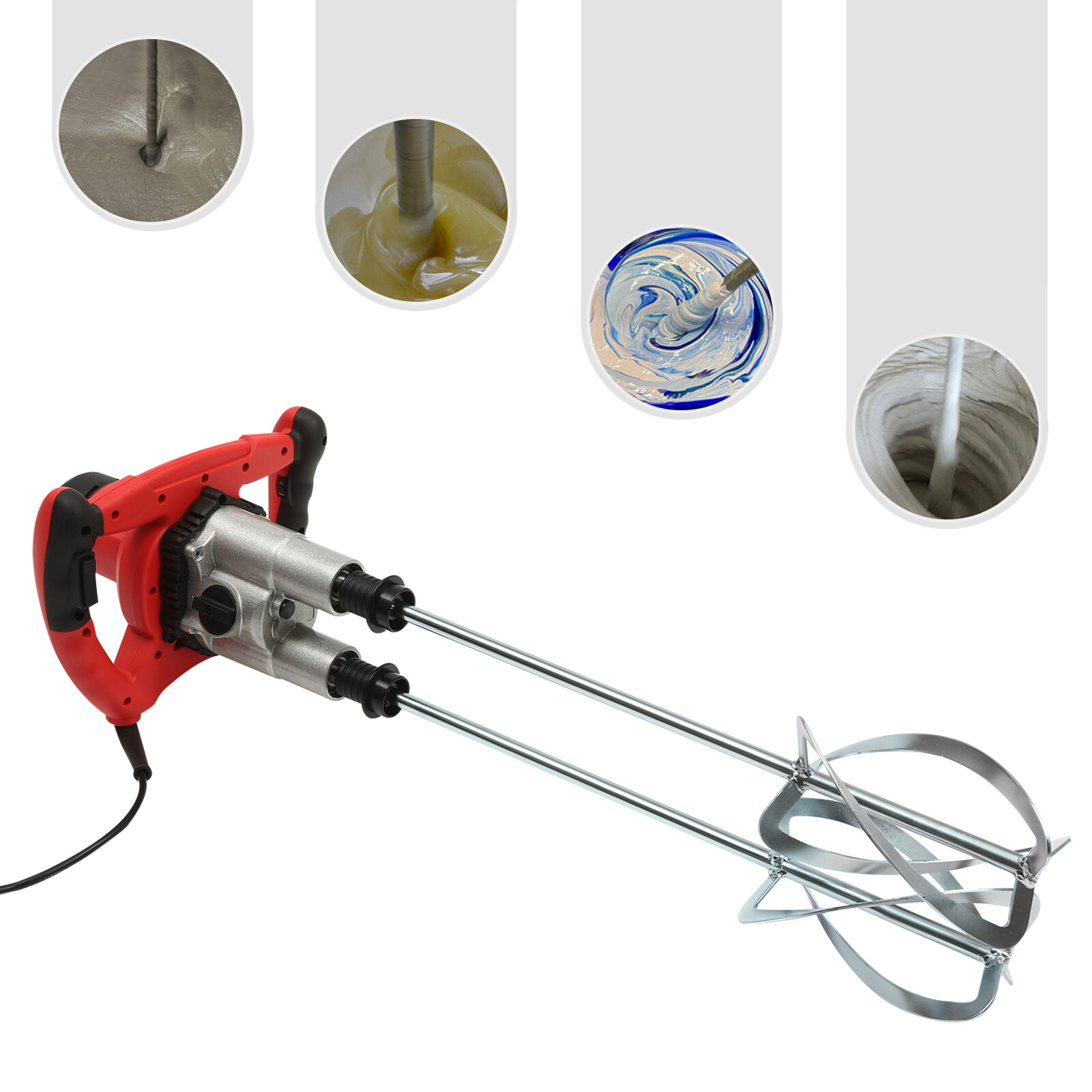 2800W Paint and Mortar Stirrer 2-Gear Concrete Stirrer Hand Mixer 6 Speeds