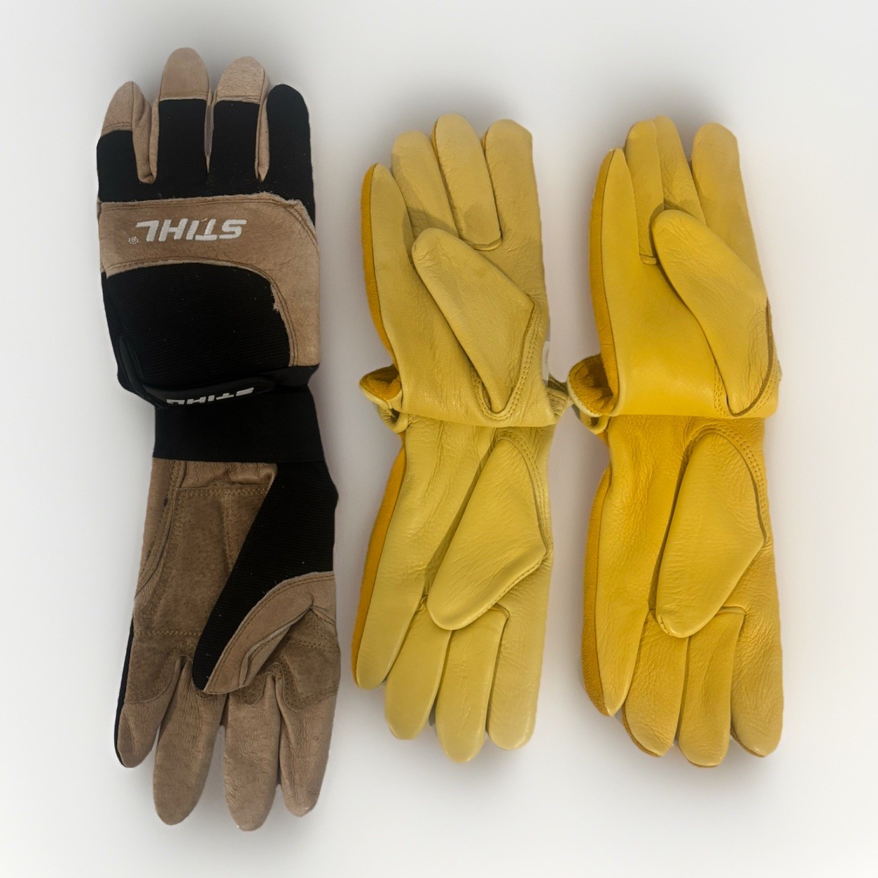 3-Pk STIHL Leather Work Gloves (2) Medium Landscaper (1) XL Proscaper Heavy Duty