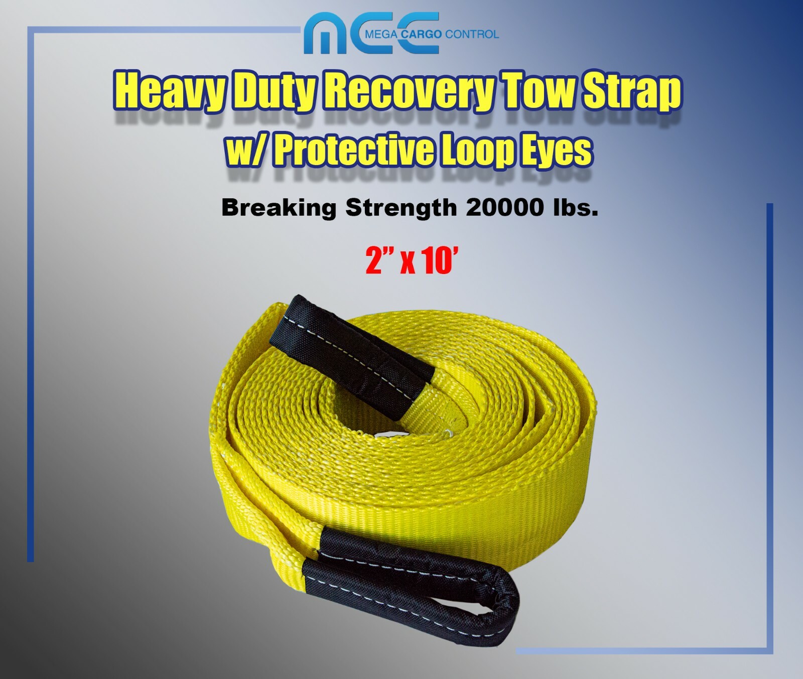 2 Pack 2" x 10' Heavy Duty Recovery Tow Strap with Protective Loop Eyes Towing