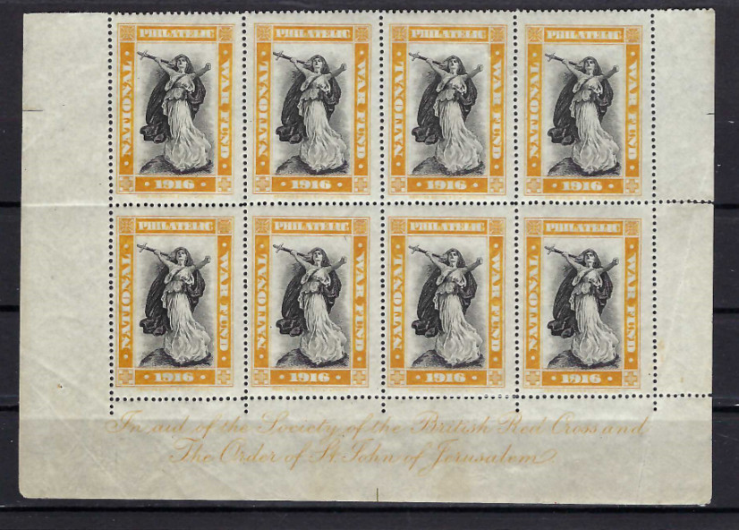 ''NATIONAL PHILATELIC WAR FUND  1916  Bordet  {8}    'BRITISH RED CRESSAND''