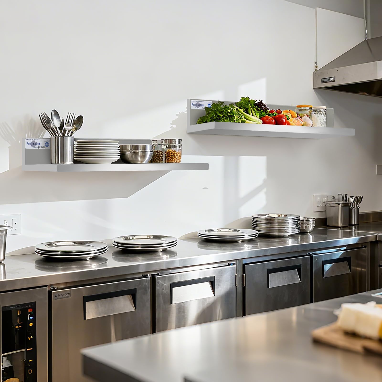 Stainless Steel Shelf Wall Mounted Commercial Stainless Steel Shelves 8.6 * 16 I