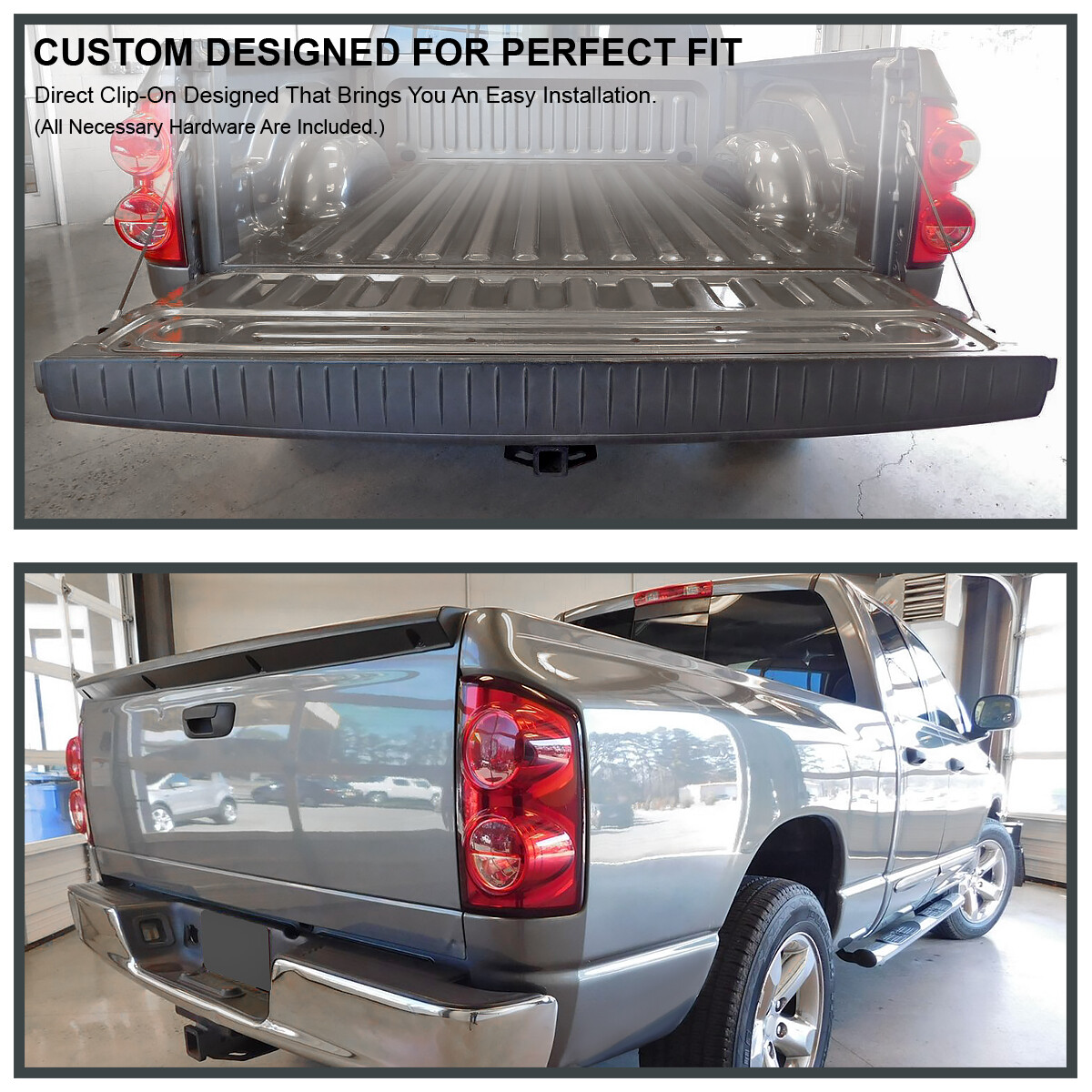 Fits 2006-2008 Dodge Ram 1500 2500 3500 Black Tailgate Molding Cap Spoiler Cover