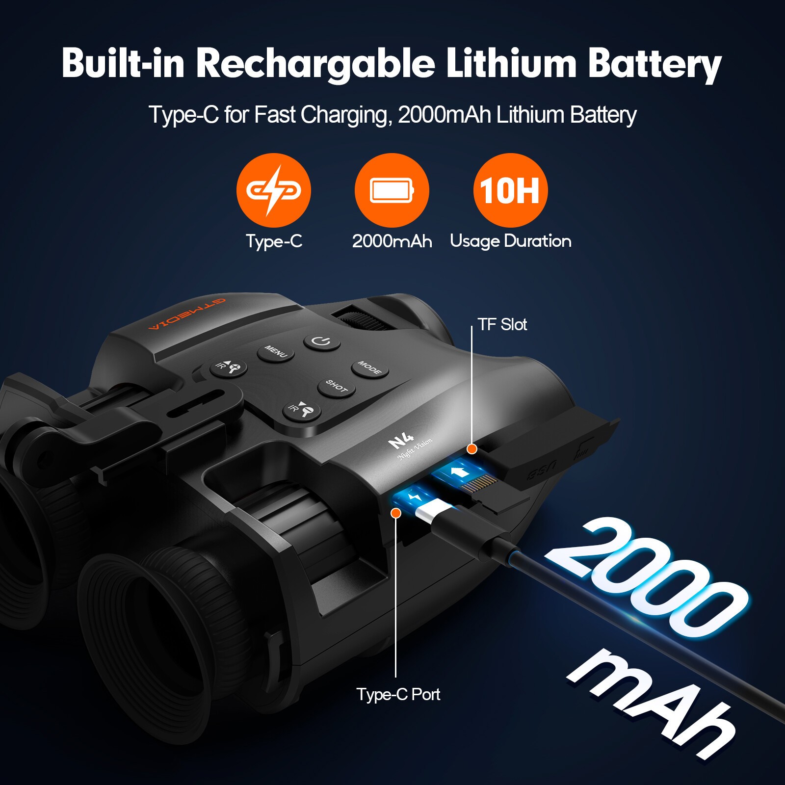 Head Mounted Night Vision Goggles Binoculars FHD Digital IR Hunting Rechargeable