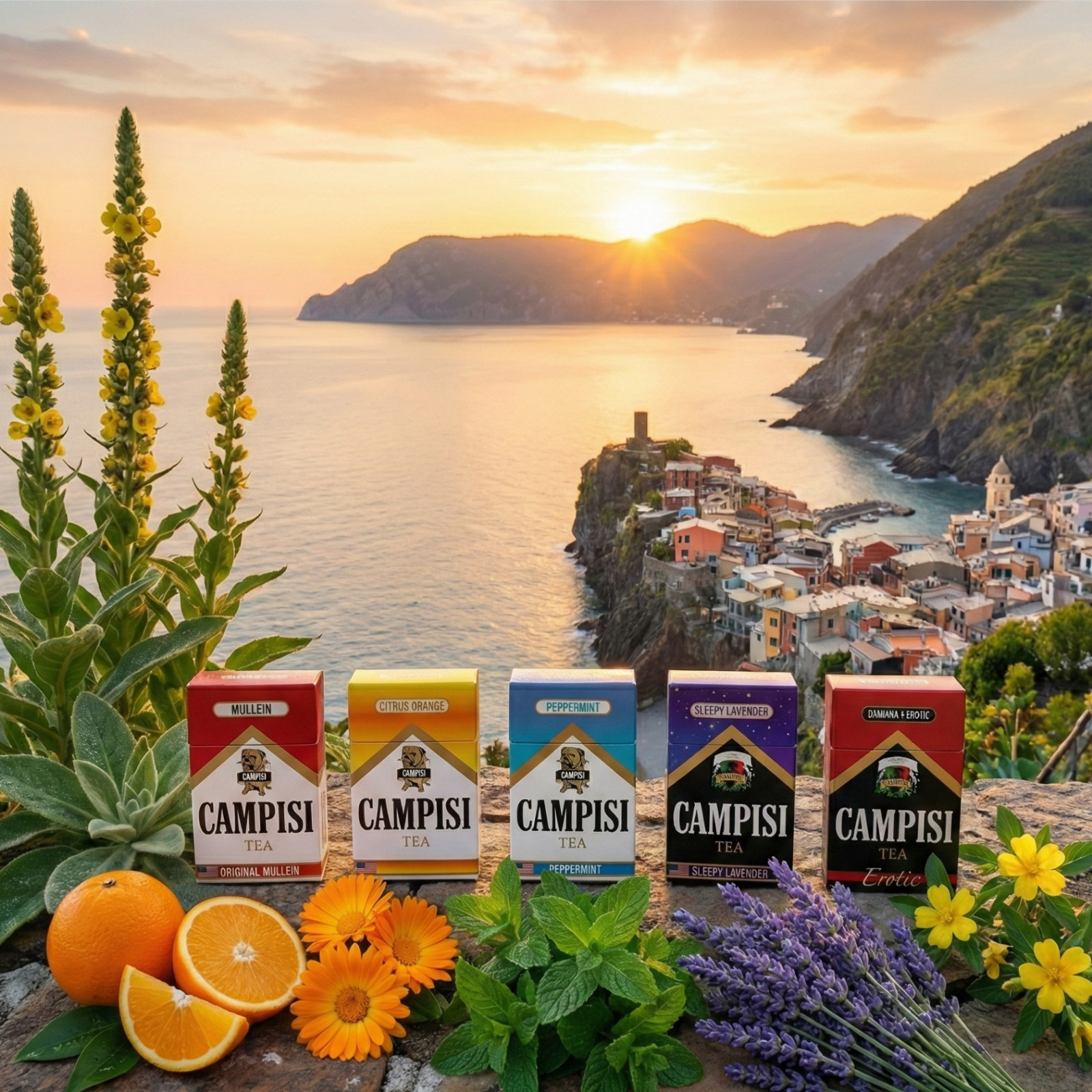 Campisi Citrus Orange Tea, Nicotine Free, Tobacco Free, Cessation aid, fruity