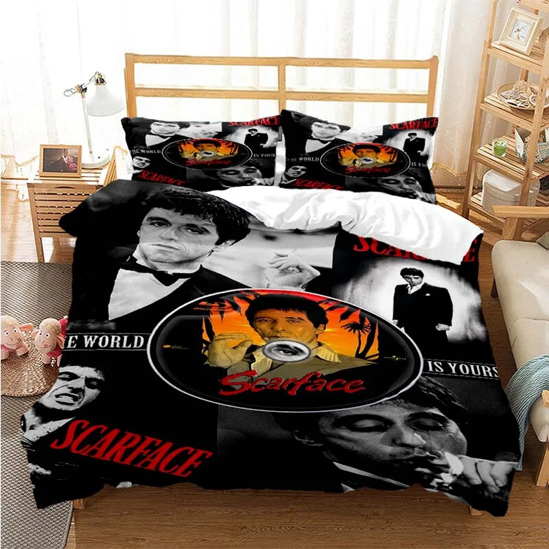 Tony Montana Scarfaces Bedding Set Duvet Cover Pillowcase Bed Kids Adult Home