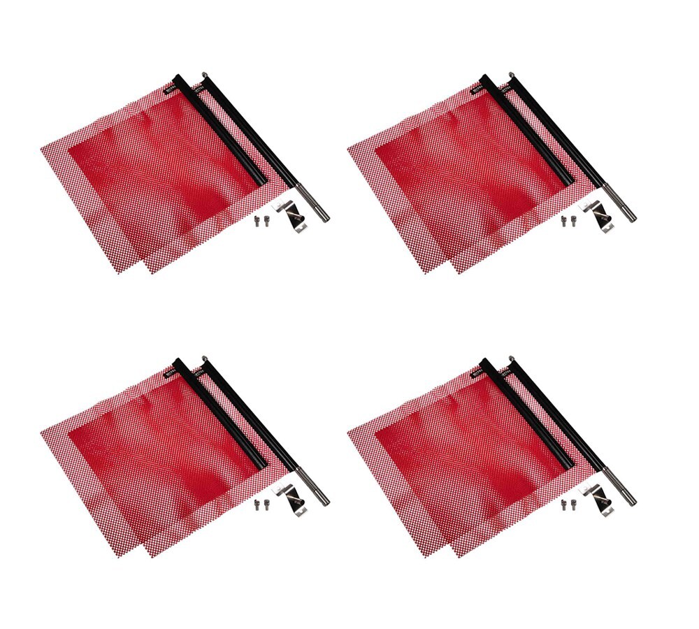 (4) EZ Mount Warning Flag Red 18" x 18" Spring Loaded Quick n Easy Disconnect