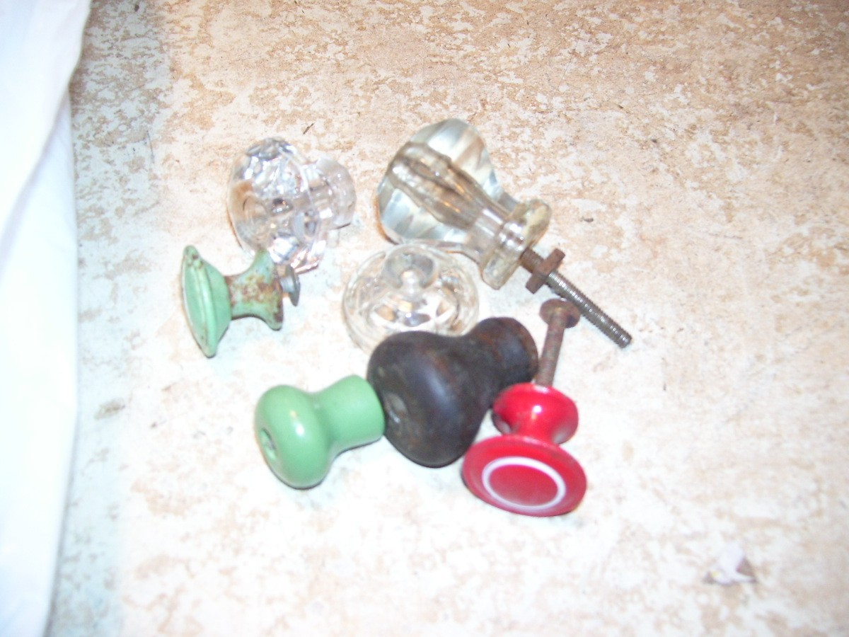 Lot of Vintage Drawer Pulls Metal Glass