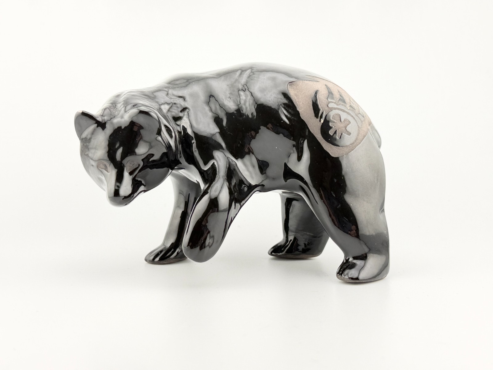 Maria Adelicia Native American San Juan Pueblo Black on Black Ceramic Bear