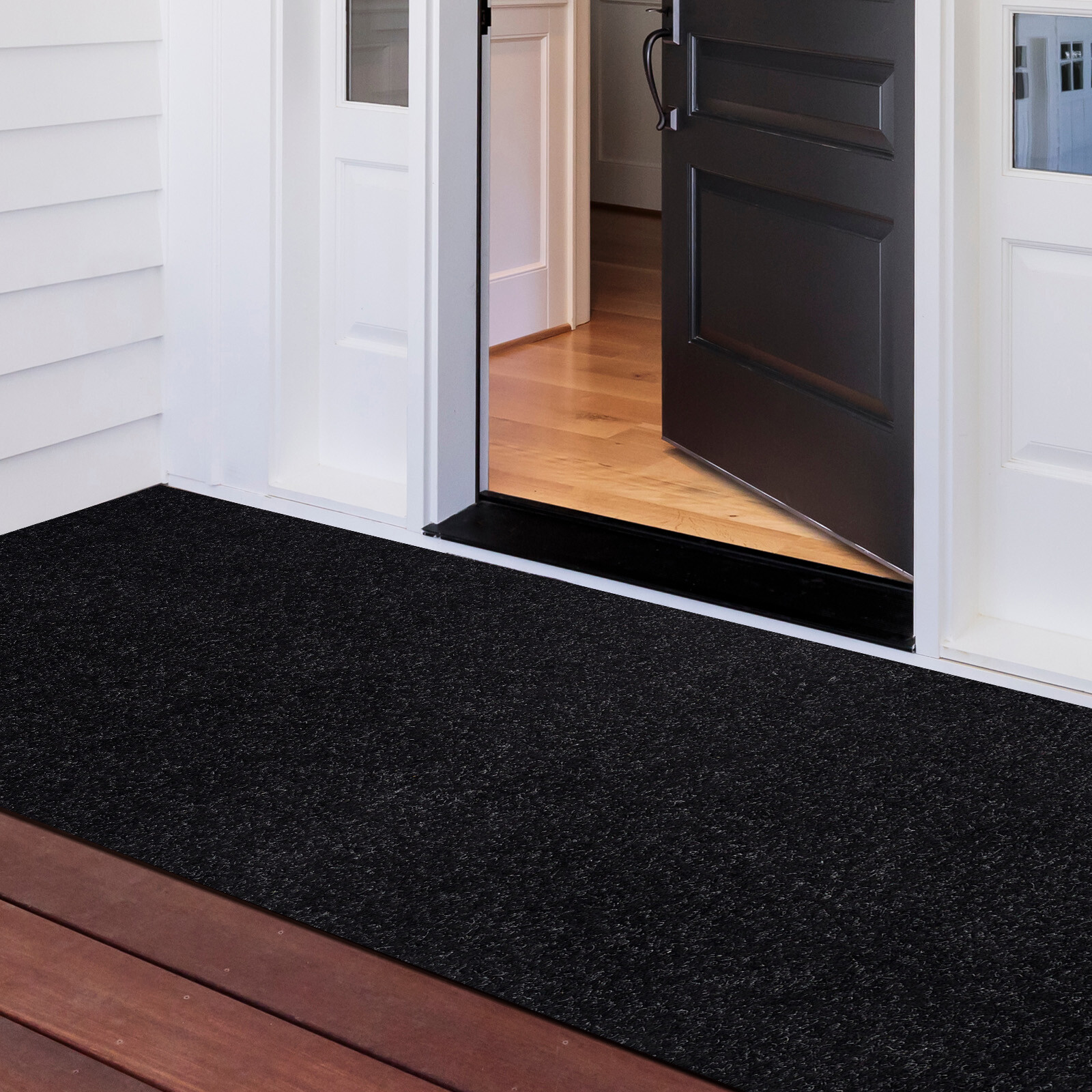 Black Runner Rug Hallway Non Slip Rubber Back Entryway Kitchen Runner Door Mat
