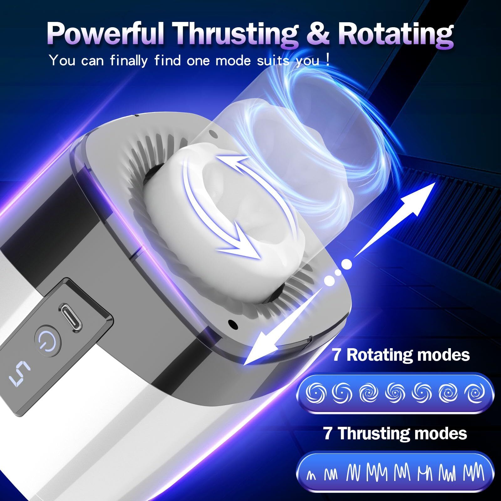 Male Masturbaters Automatic Handsfree Rotating Thrusting Cup Stroker Men Sex Toy